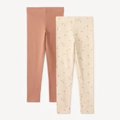 Set van 2 leggings effen en met print meisjes