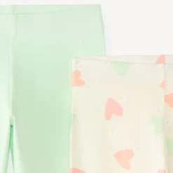 Set van 2 leggings in uni jersey en fantasieprints meisjes