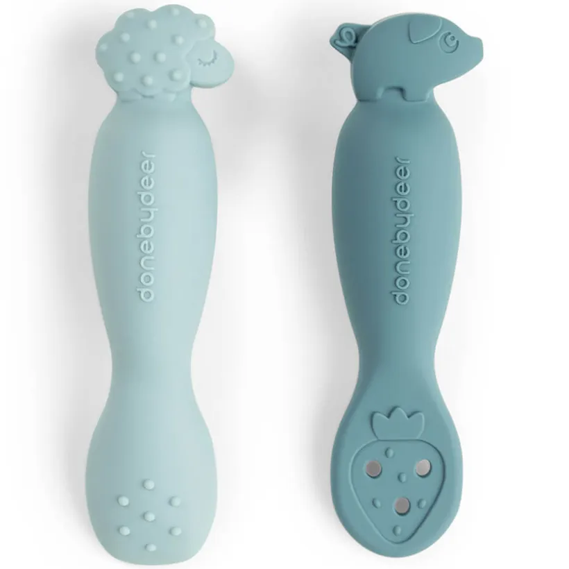 Set van 2 lepels voor leren Tiny Farm Blauw