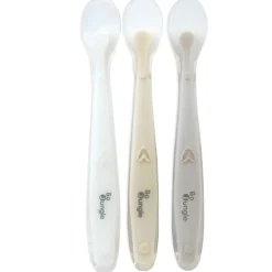 Set van 3 lepels zachte silicone 3m+ Wit/Dune/Terracotta