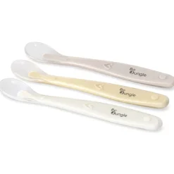 Set van 3 lepels zachte silicone 3m+ Wit/Dune/Terracotta