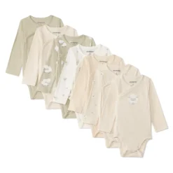Set van 7 longsleeve bodies voor baby met verschillende sluitingen volgens leeftijd
