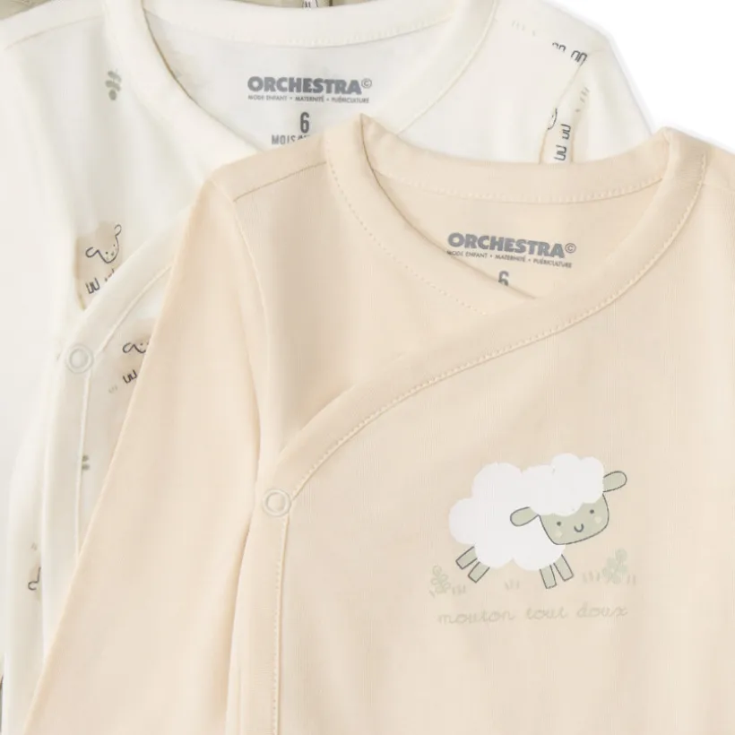 Set van 7 longsleeve bodies voor baby met verschillende sluitingen volgens leeftijd