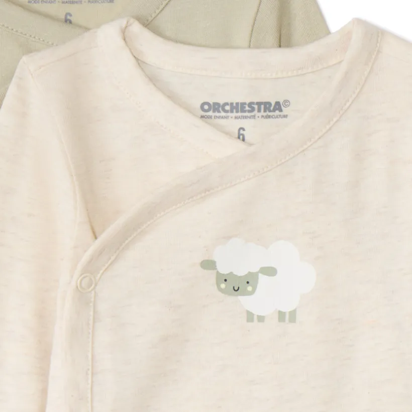 Set van 7 longsleeve bodies voor baby met verschillende sluitingen volgens leeftijd