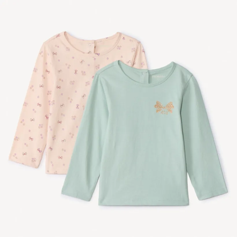 Set van 2 longsleeve fantasie T-shirts voor babymeisjes