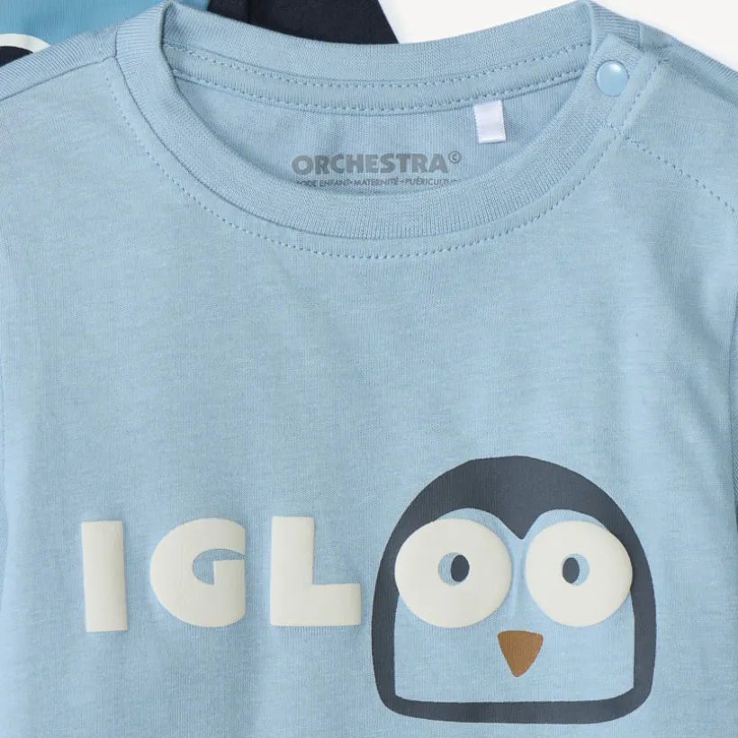 Set van 4 longsleeve T-shirts met pinguïnprint voor babyjongens