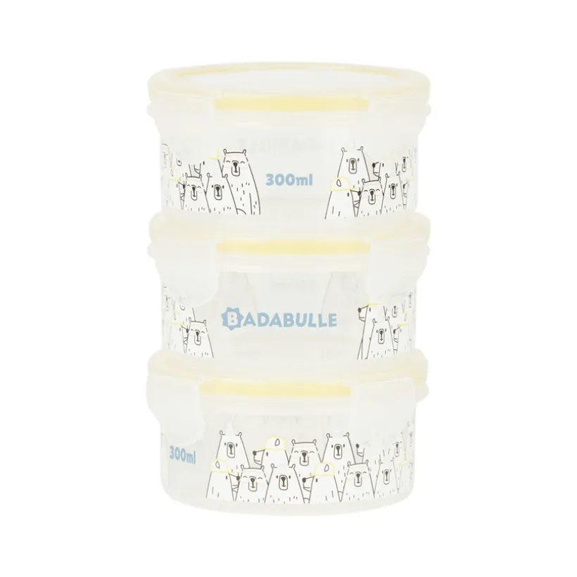 Set van 3 Maxibox bewaarpotjes 300 ml, met ultra-luchtdichte deksels en 4 sluitingen