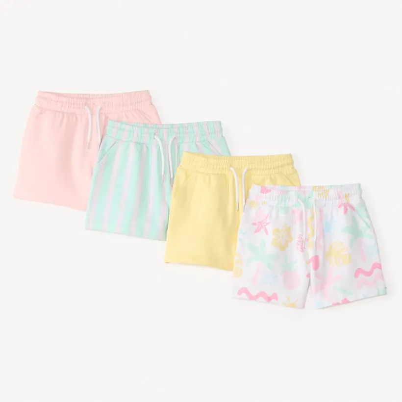 Set van 4 meisjesfleece shorts met een printed design