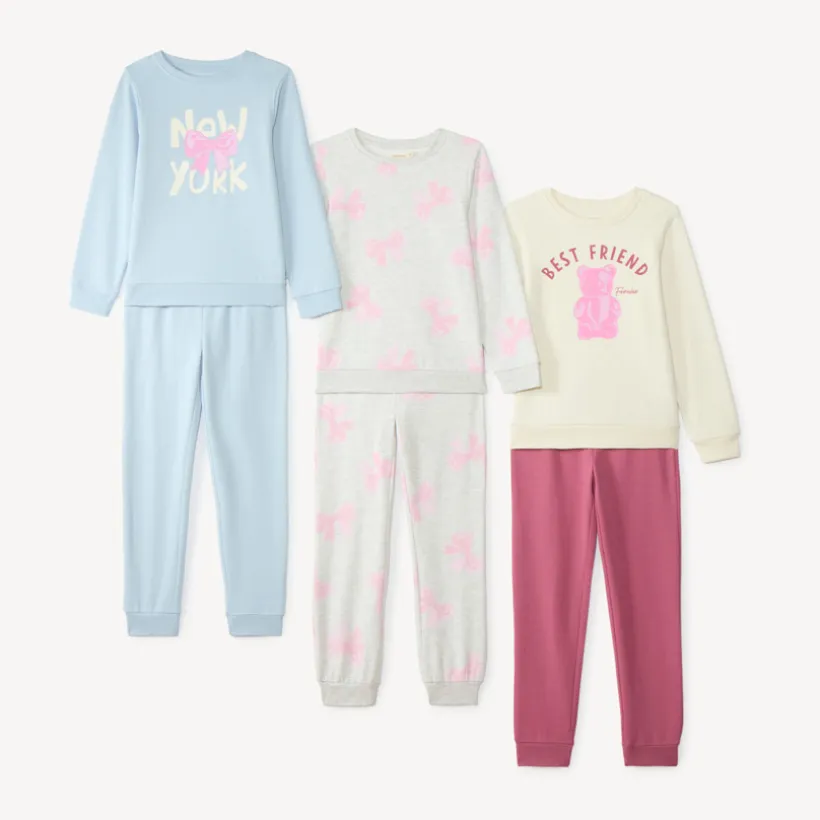 Set van 3 meisjes joggingoutfits van fleecemateriaal met fantasieontwerpen