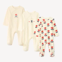 Set van 3 meisjes pyjama's met tulpenmotief (verschillende afwerkingen afhankelijk van de leeftijd)