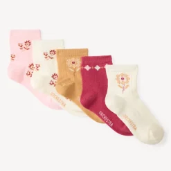 Set van 5 meisjes sokken met bloemenmotieven