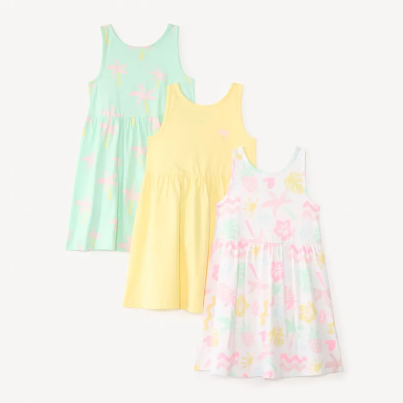 Set van 3 meisjes tanktop jurken met fantasiedruk