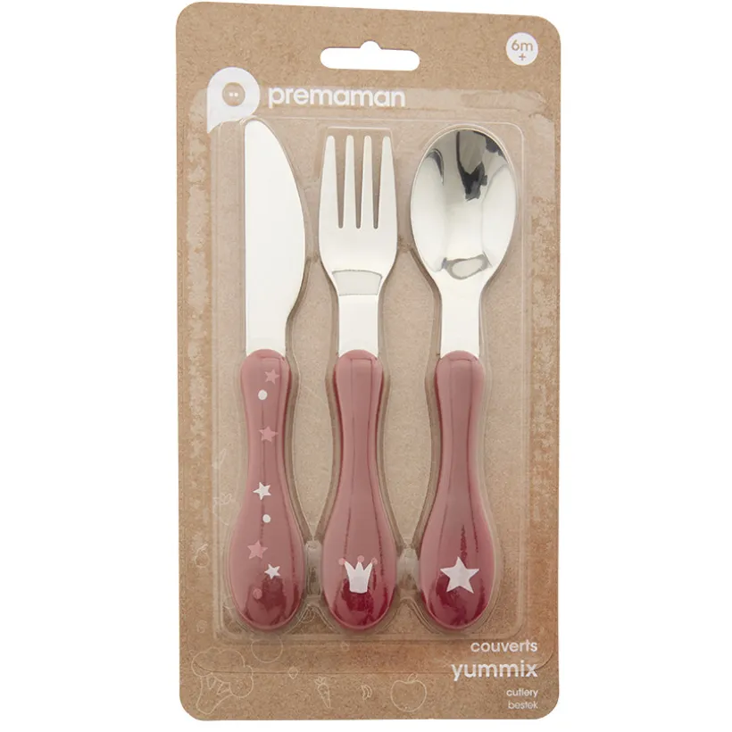 Set van 3 metalen bestek 2e leeftijd Yummix roos