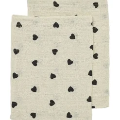 Set van 2 mousseline luiers Sweetheart - Soft Sand/Black - 20x17cm