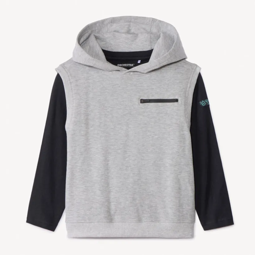 Set van mouwloos fleece sweatshirt en effen T-shirt jongens