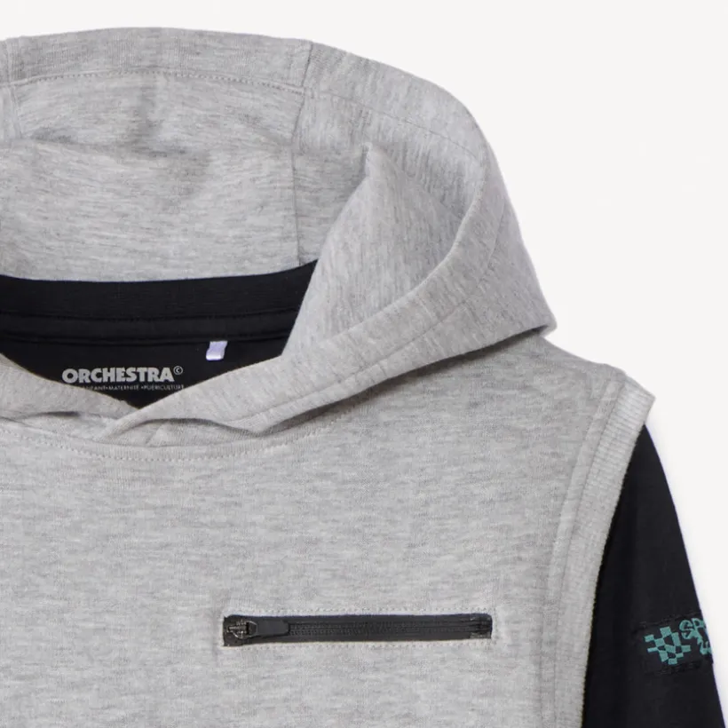 Set van mouwloos fleece sweatshirt en effen T-shirt jongens