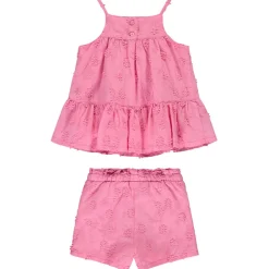 Set van mouwloos shirtje en short in roze met Engels borduursel voor meisjes