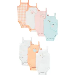 Set van 7 mouwloze bodies met fantasieprints meisjes