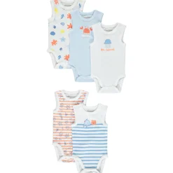 Set van 5 mouwloze bodies met oceaanmotief voor jongen