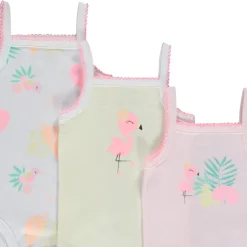 Set van 7 mouwloze bodies met tropische vogelpatronen meisjes