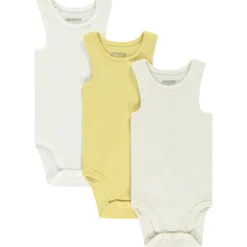 Set van 3 mouwloze effen bodies voor babyjongen