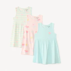 Set van 3 mouwloze jurkjes met bloemenmotief voor meisjesbaby's