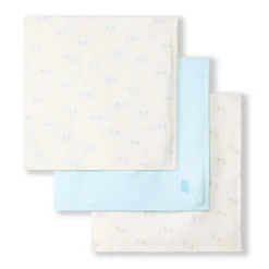 Set van 3 multifunctionele katoenen mousseline luiers met olifantenprint voor babyjongens