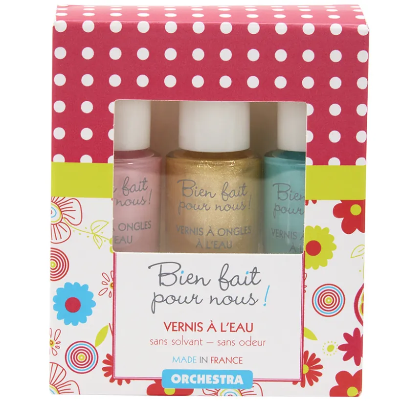 Set van 3 nagellakken - Turquoise/Goud/Roze
