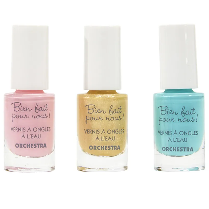 Set van 3 nagellakken - Turquoise/Goud/Roze