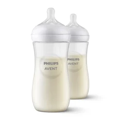 Set van 2 Natural Response Avent-zuigflessen 330 ml met speen debiet 4 en antikoliekventiel