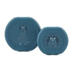 Set van 2 nestbare blauwe lunchboxen Mr. Triceratops van 100% polypropyleen met handige clip