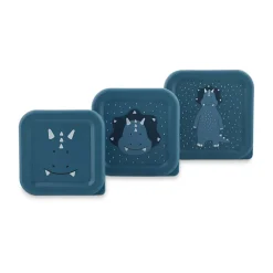 Set van 3 nestbare blauwe lunchboxen Mr. Triceratops