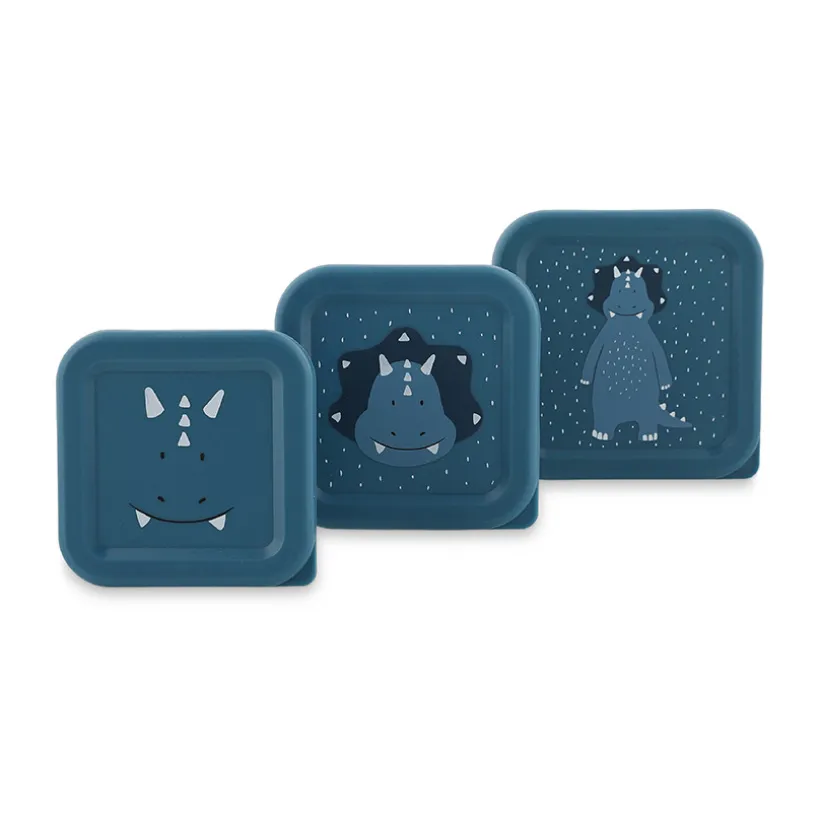 Set van 3 nestbare blauwe lunchboxen Mr. Triceratops