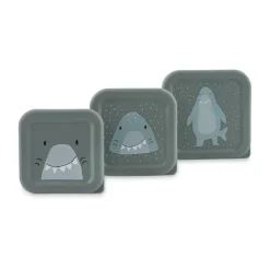 Set van 3 nestbare grijze lunchboxen Mr. Shark