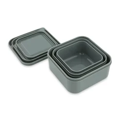 Set van 3 nestbare grijze lunchboxen Mr. Shark