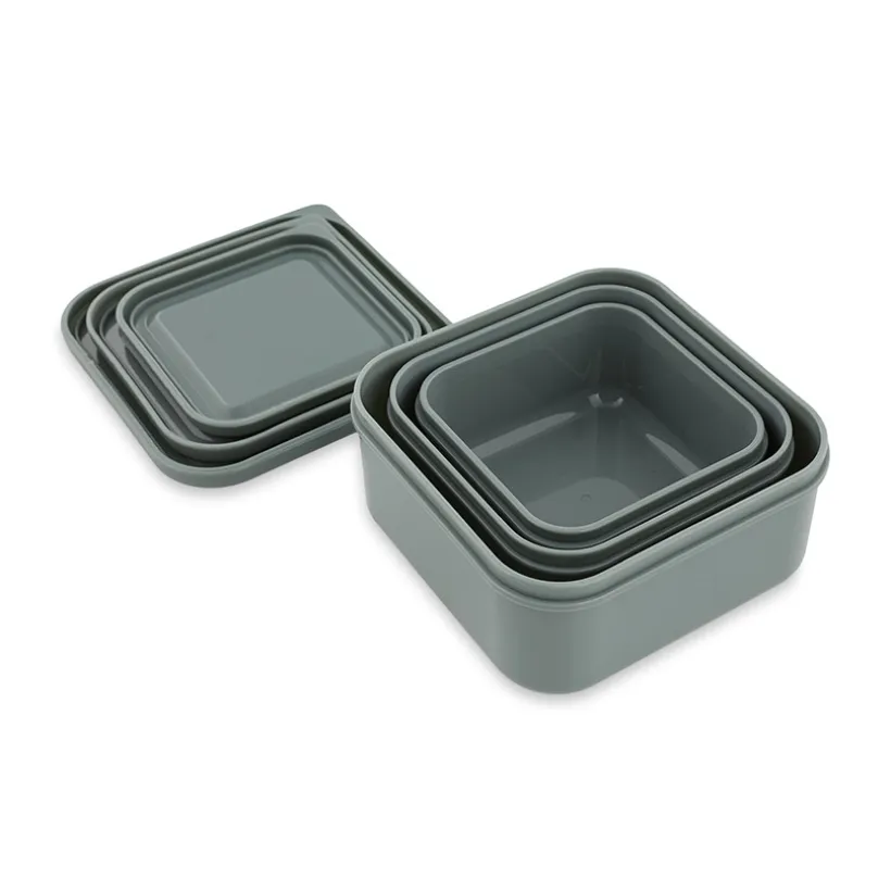 Set van 3 nestbare grijze lunchboxen Mr. Shark