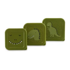 Set van 3 nestbare groene lunchboxen Mr. Dino