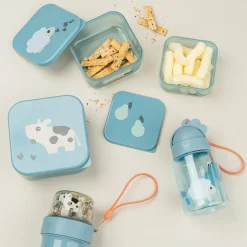 Set van 3 nestbare Tiny Farm snackdoosjes blauw