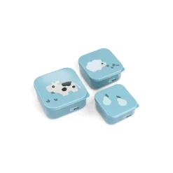 Set van 3 nestbare Tiny Farm snackdoosjes blauw