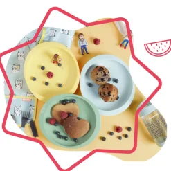 Set van 3 onbreekbare antislip borden multicolor