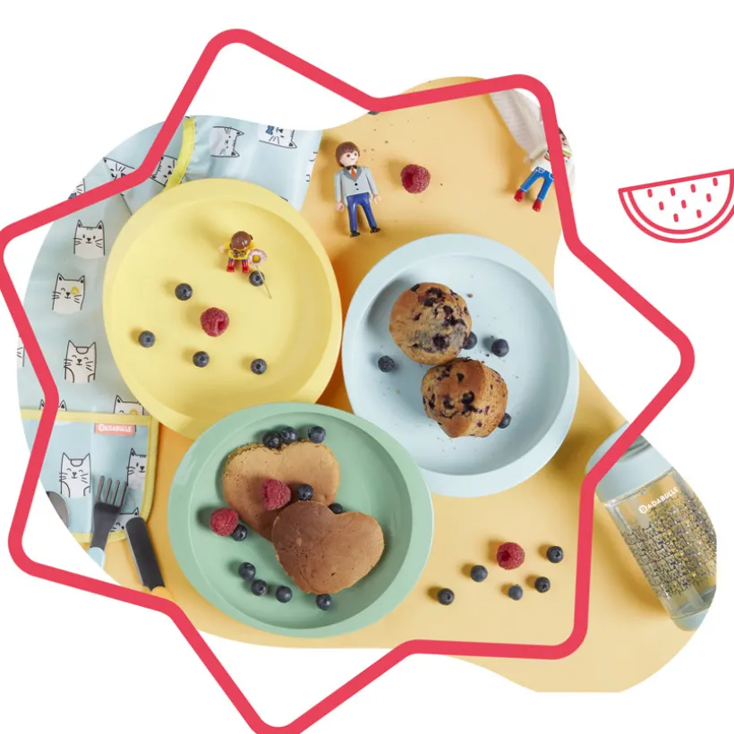 Set van 3 onbreekbare antislip borden multicolor