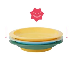 Set van 3 onbreekbare antislip borden multicolor