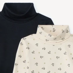 Set van 2 ondertruien met coltrui meisjes, een effen en een met print