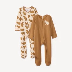 Set van 2 onesies met rits en berenmotief voor babyjongens