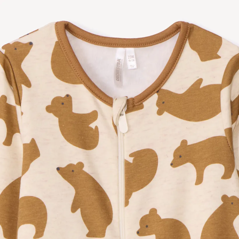 Set van 2 onesies met rits en berenmotief voor babyjongens