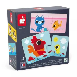 Set van 12 ouders-baby dierenpuzzels