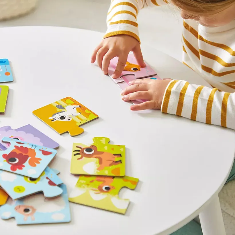 Set van 12 ouders-baby dierenpuzzels