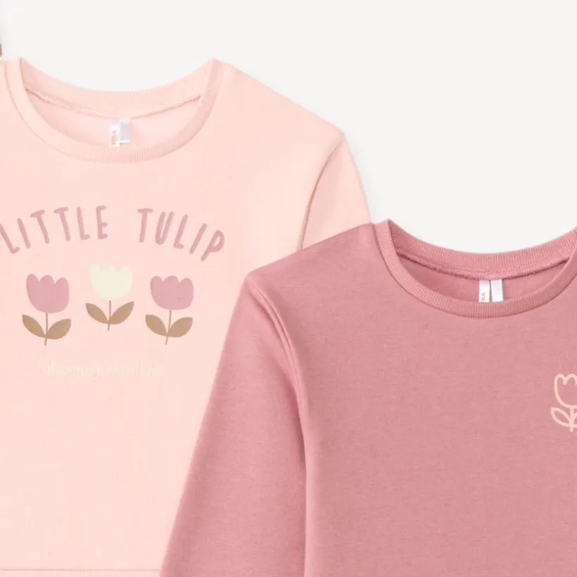 Set van 3 oversized sweaters meisjes met tulpenmotief