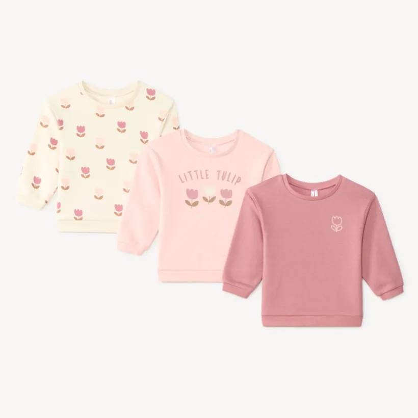 Set van 3 oversized sweaters meisjes met tulpenmotief