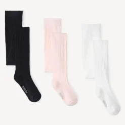 Set van 3 paar dikke geribbelde panty's meisjes